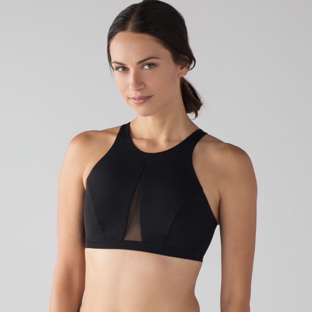 Like new lululemon endless horizons black mesh sports bra top swim suit bikini
